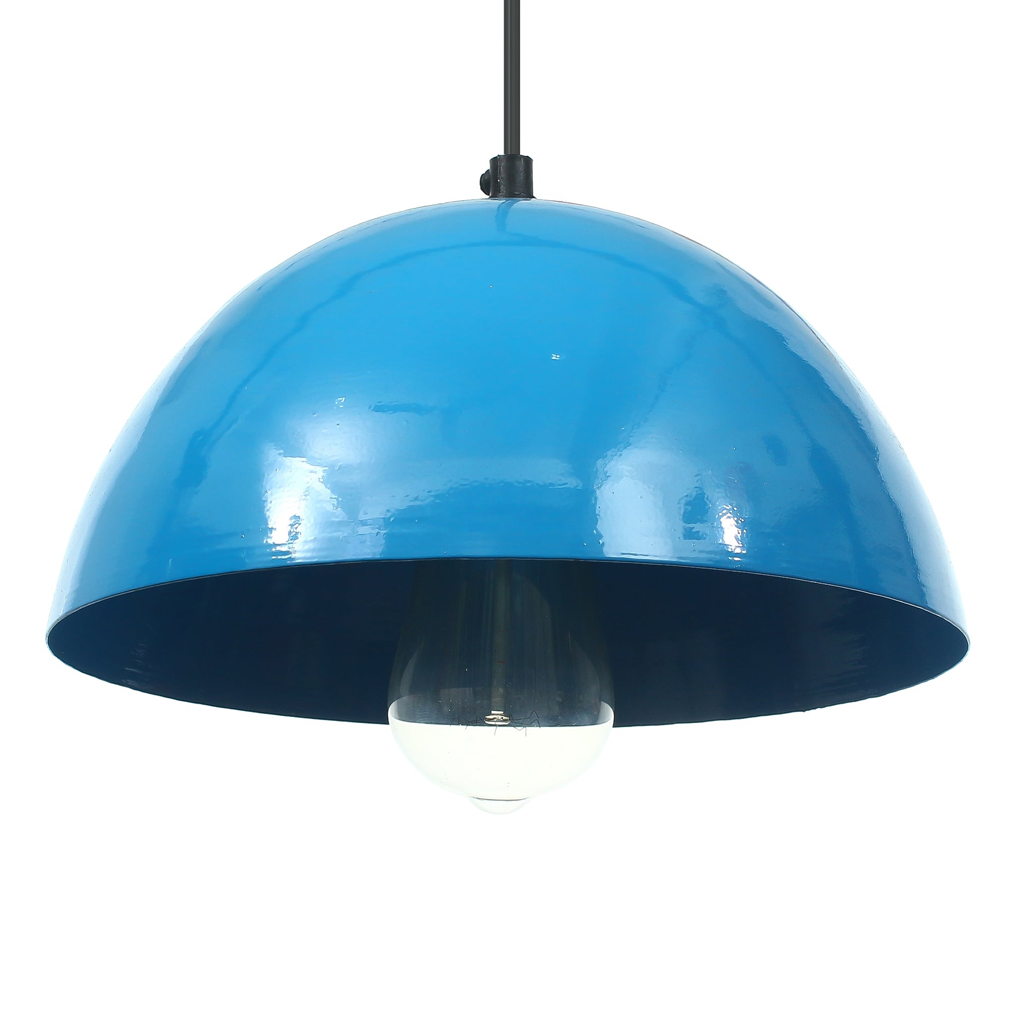 Shining Sky Blue Glossy Finish Pendant Light, 10" Diameter Ceiling Hanging Lamp for Home/Living Room/Offices/Restaurants Kafalo