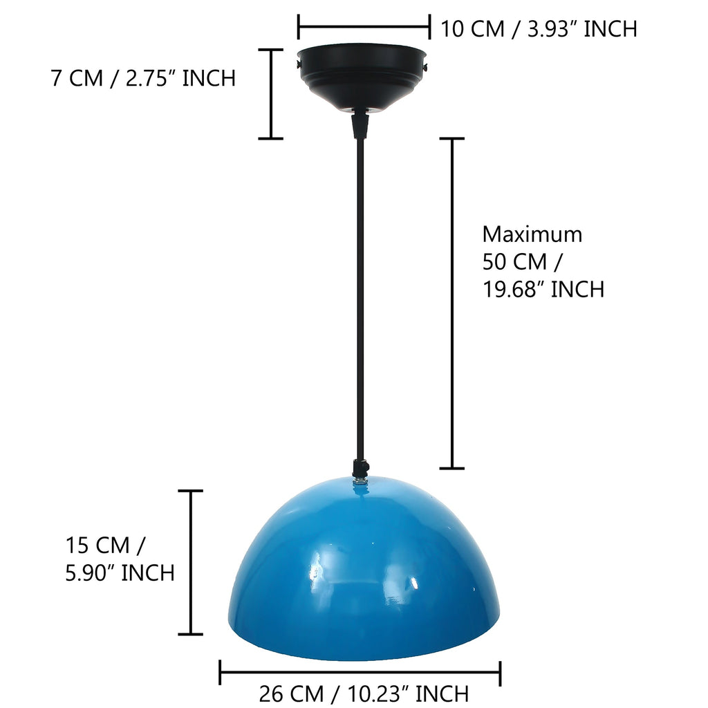 Shining Sky Blue Glossy Finish Pendant Light, 10" Diameter Ceiling Hanging Lamp for Home/Living Room/Offices/Restaurants Kafalo