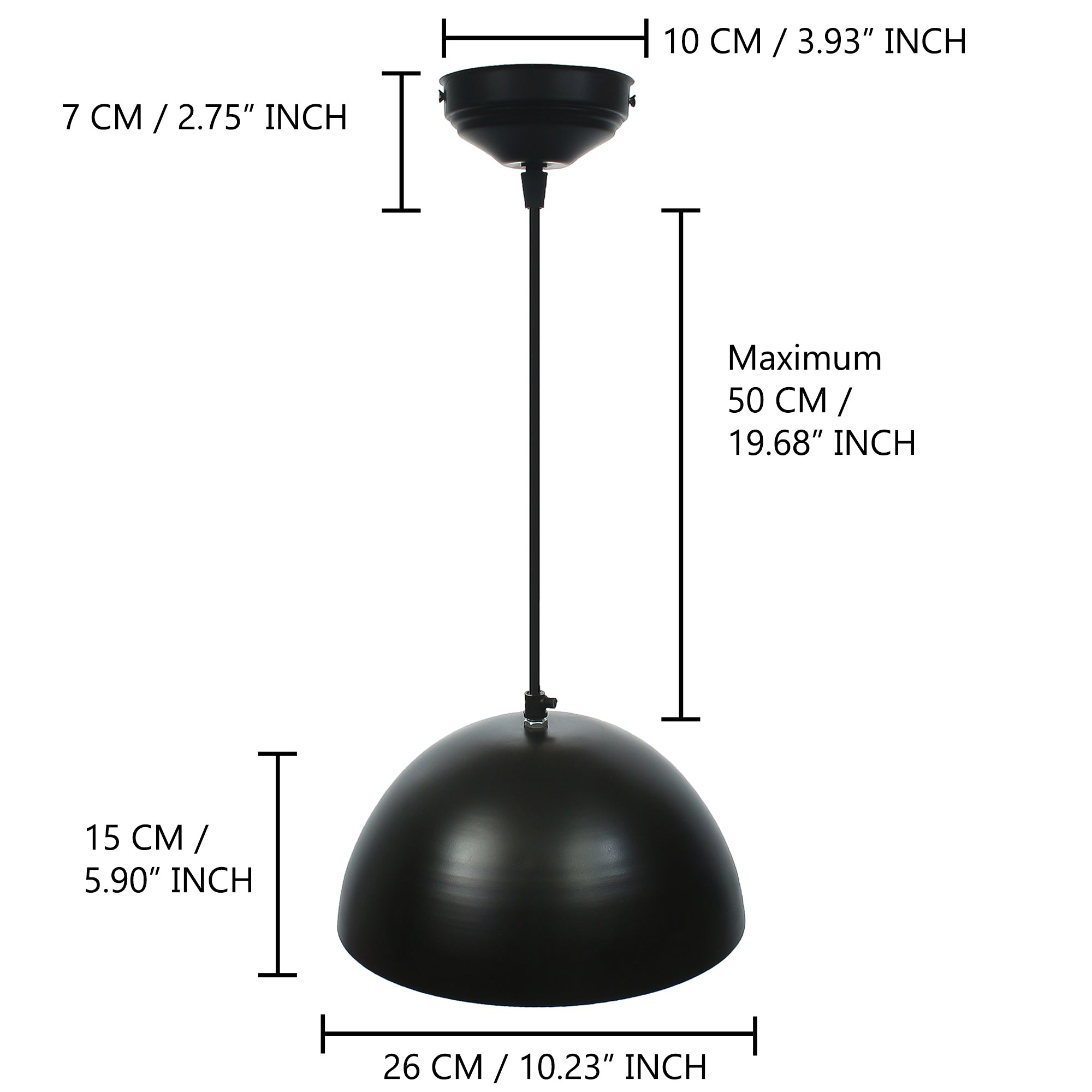 Shining Black Glossy Finish Pendant Light, 10" Diameter Ceiling Hanging Lamp for Home/Living Room/Offices/Restaurants Kafalo