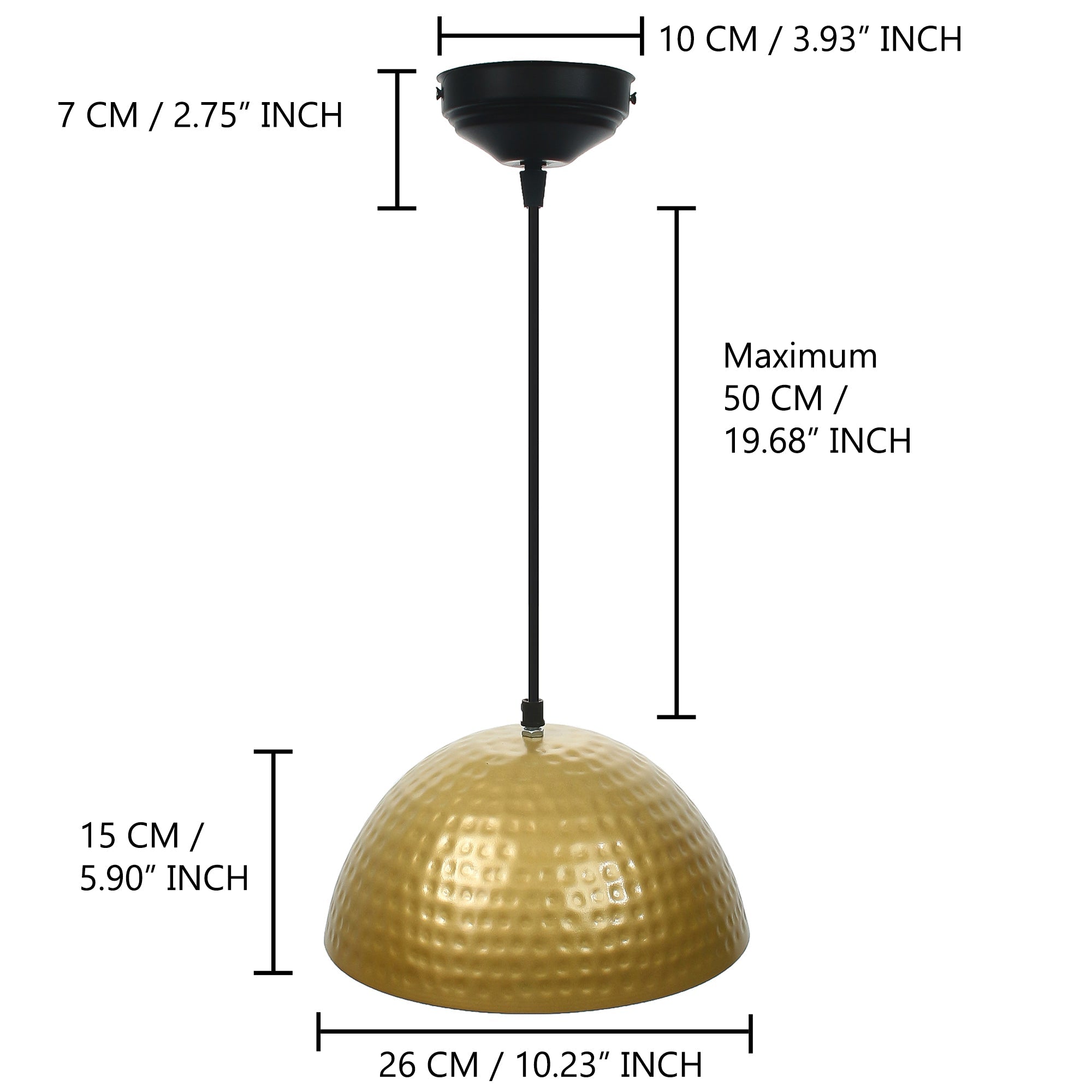 Antique Golden Hammered Pendant Light 10" Diameter Ceiling Hanging Lamp for Home/Living Room/Offices/Restaurants Kafalo