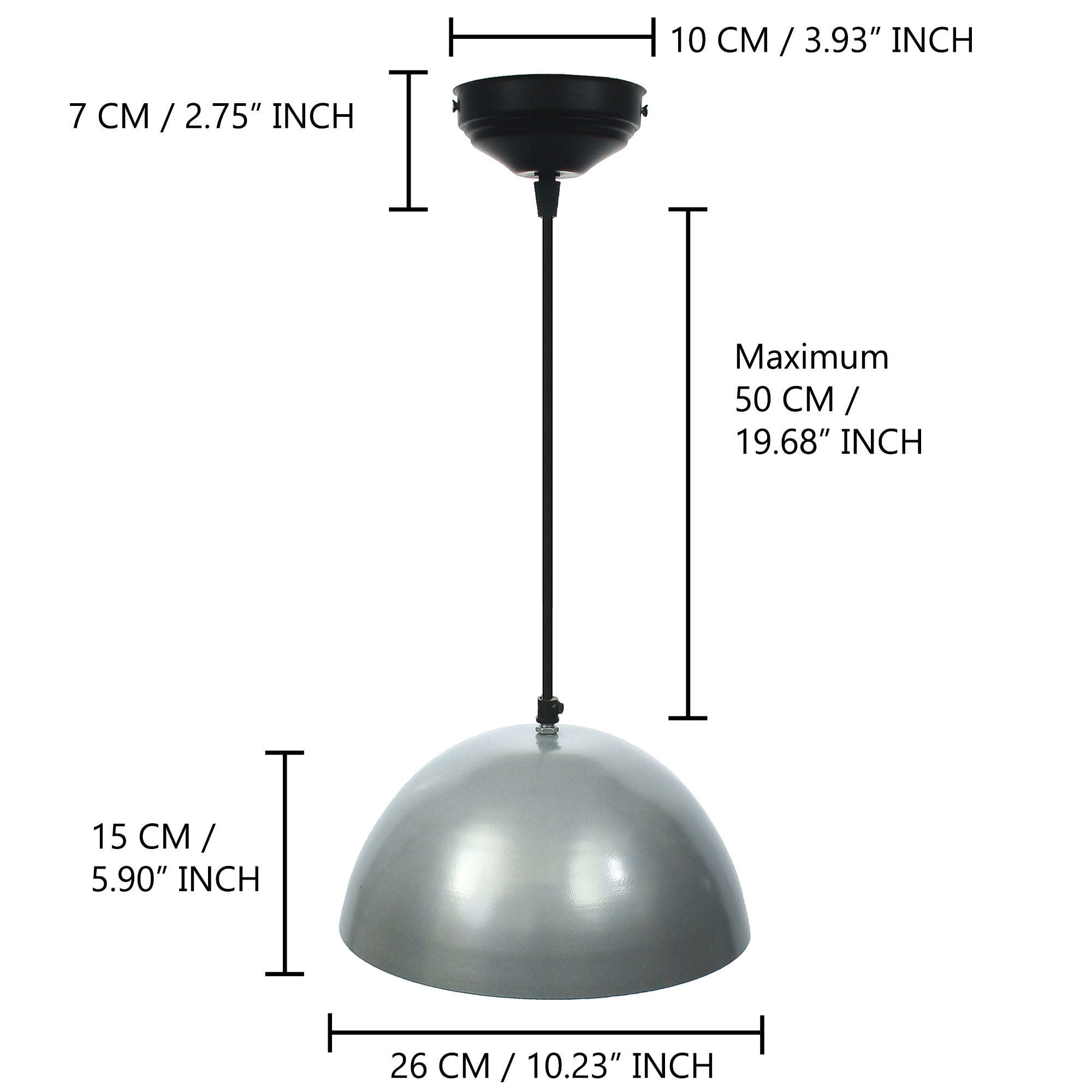 Shining Silver Glossy Finish Pendant Light, 10" Diameter Ceiling Hanging Lamp for Home/Living Room/Offices/Restaurants Kafalo