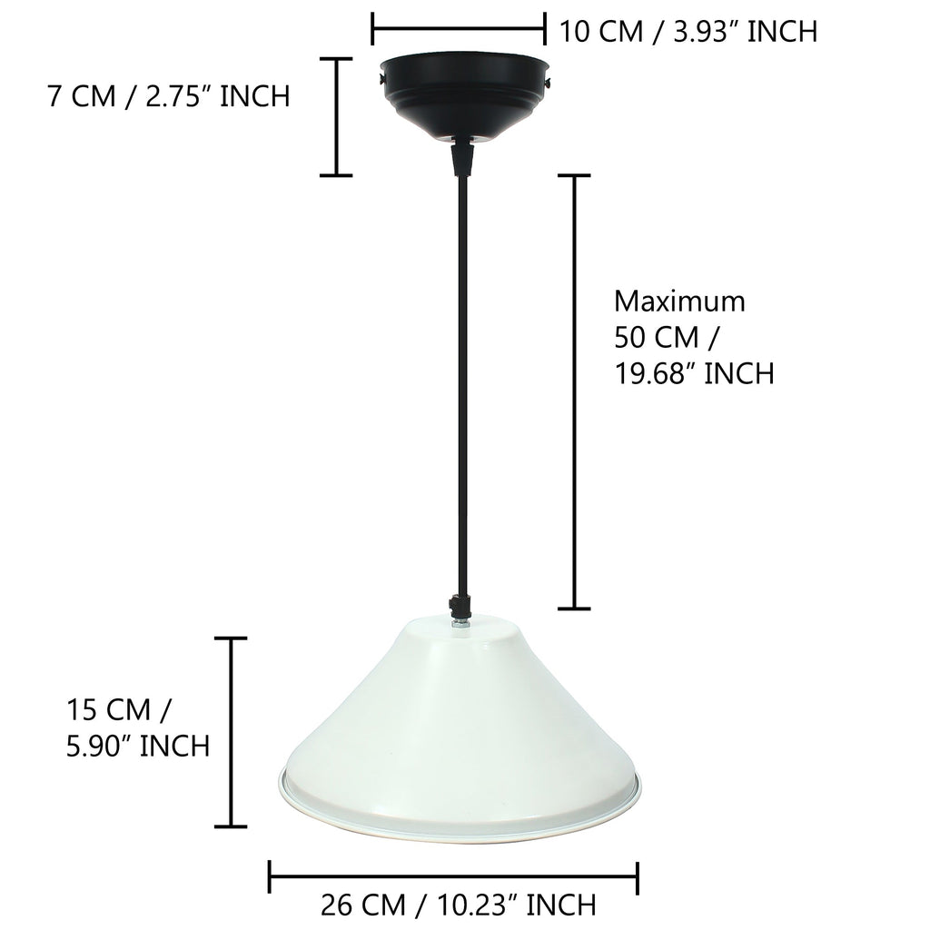 Shining White, Glossy Finish Pendant Light, 10" Diameter Ceiling Hanging Lamp for Home/Living Room/Offices/Restaurants Kafalo