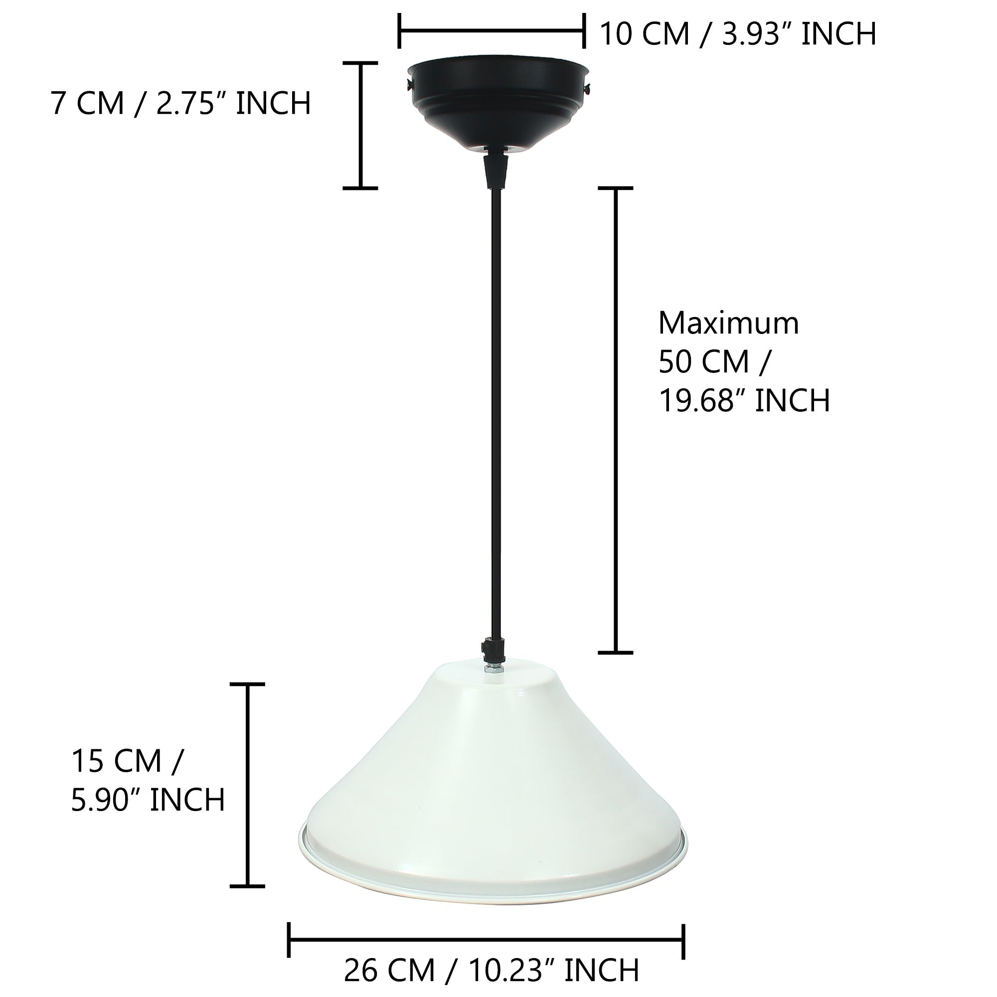 Shining White, Glossy Finish Pendant Light, 10" Diameter Ceiling Hanging Lamp for Home/Living Room/Offices/Restaurants Kafalo