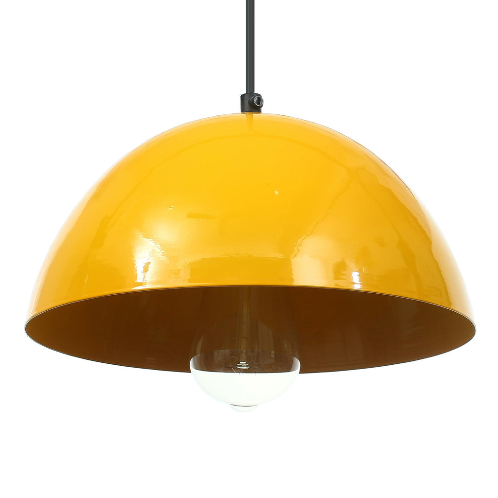Shining Yellow Glossy Finish Pendant Light, 10" Diameter Ceiling Hanging Lamp for Home/Living Room/Offices/Restaurants Kafalo
