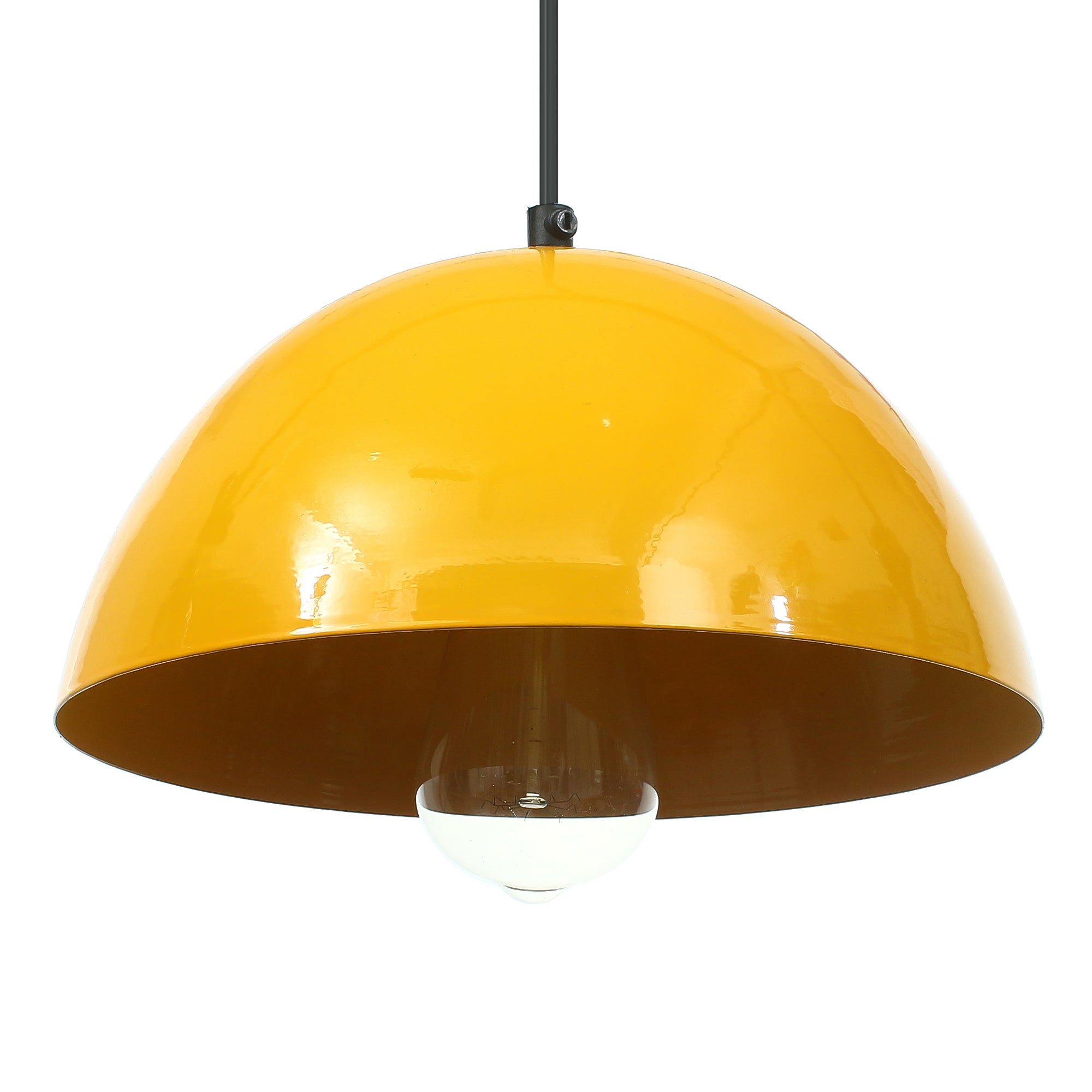 Shining Yellow Glossy Finish Pendant Light, 10" Diameter Ceiling Hanging Lamp for Home/Living Room/Offices/Restaurants Kafalo