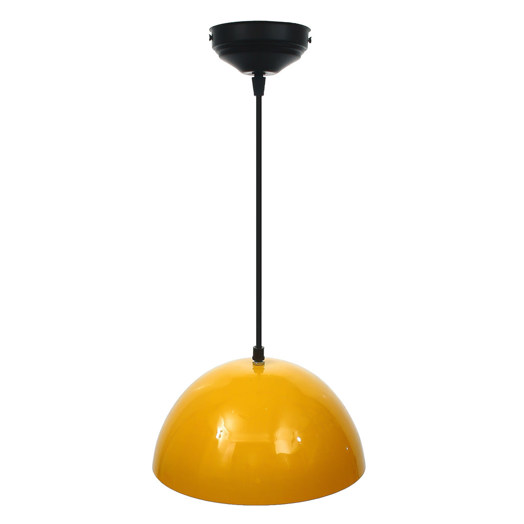 Shining Yellow Glossy Finish Pendant Light, 10" Diameter Ceiling Hanging Lamp for Home/Living Room/Offices/Restaurants Kafalo