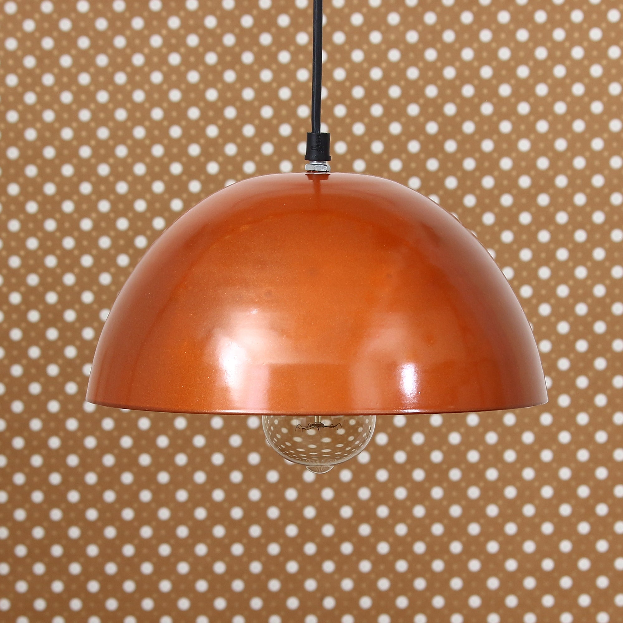 Shining Copper Color Glossy Finish Pendant Light, 10" Diameter Ceiling Hanging Lamp for Home/Living Room/Offices/Restaurants Kafalo