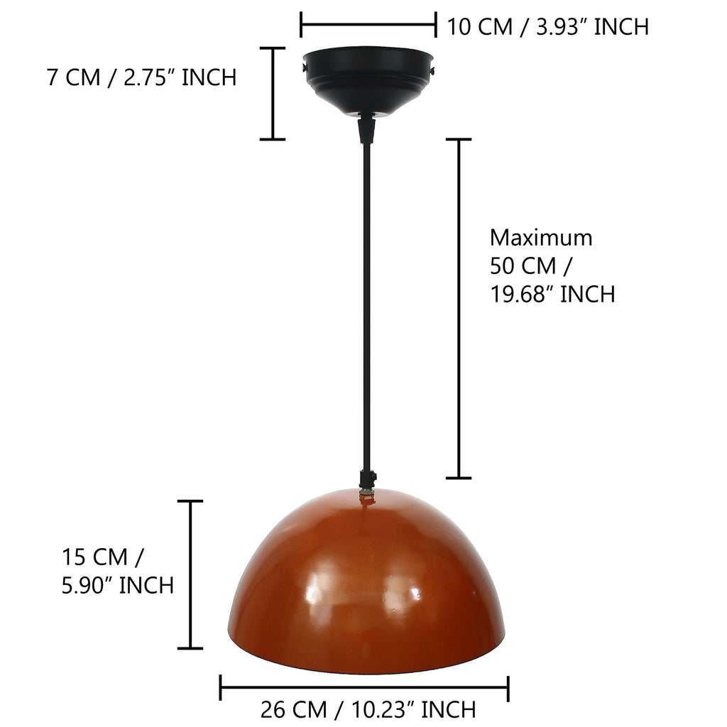 Shining Copper Color Glossy Finish Pendant Light, 10" Diameter Ceiling Hanging Lamp for Home/Living Room/Offices/Restaurants Kafalo
