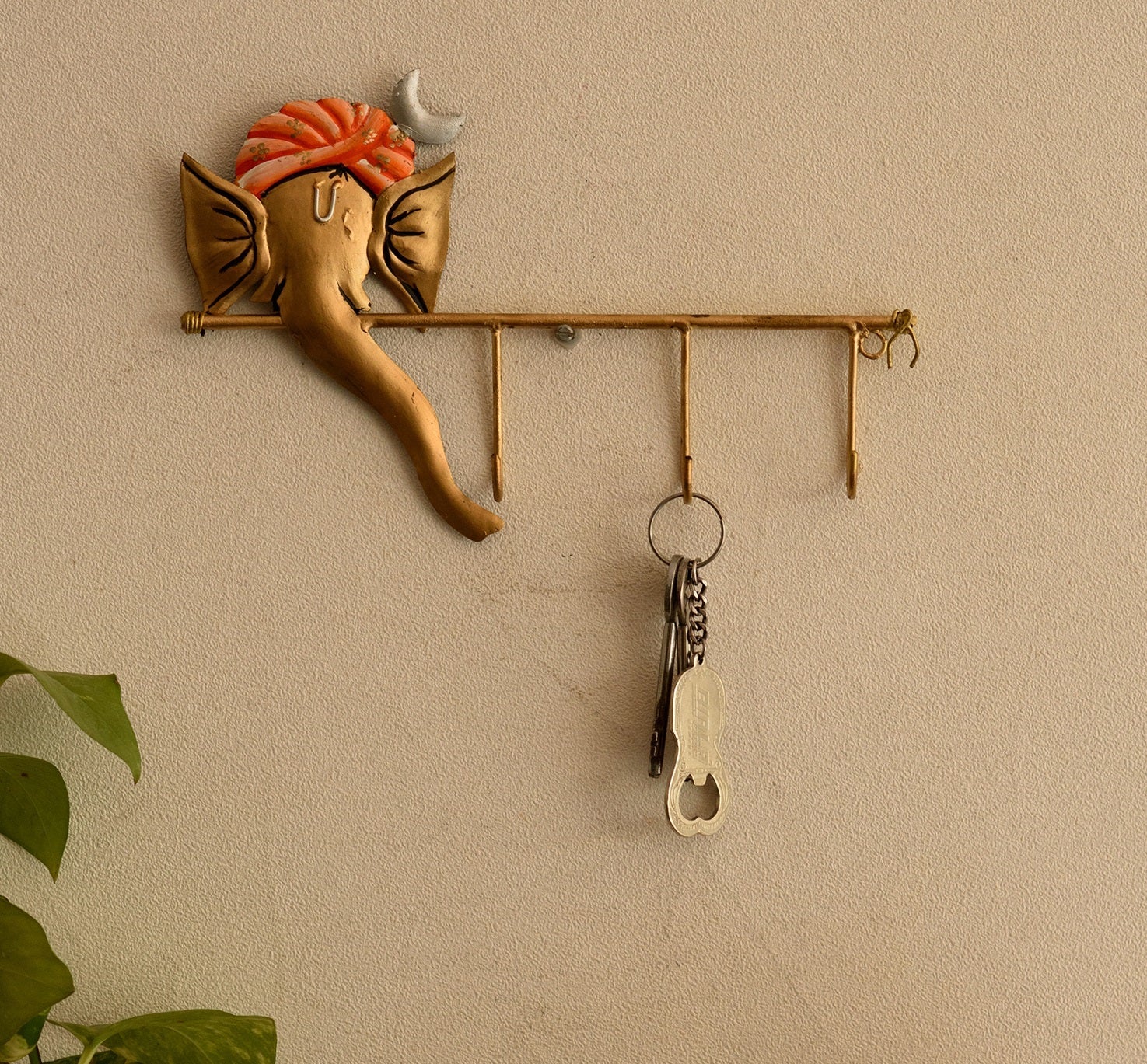 Wrought Iron Lord Ganesha Key Holder Kafalo