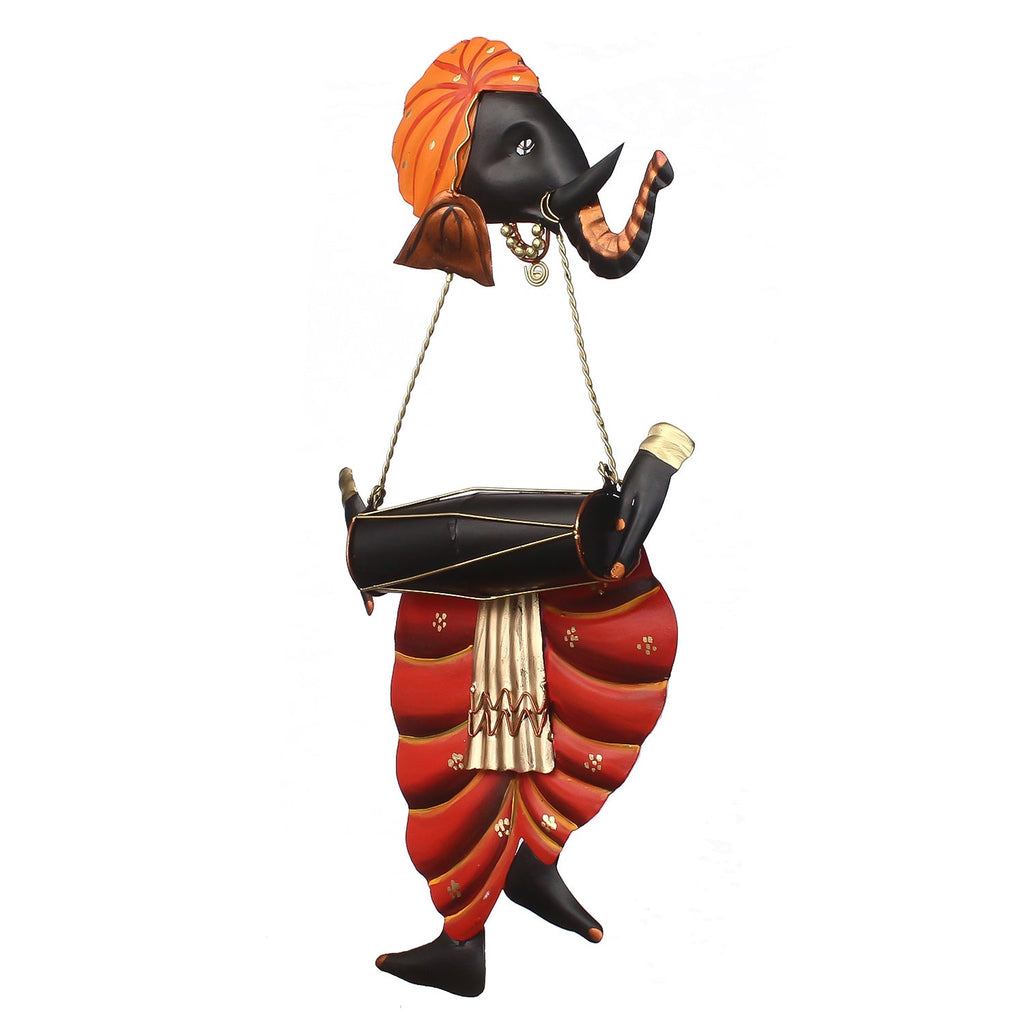 Lord Ganesha playing Dholak Wall Hanging Kafalo