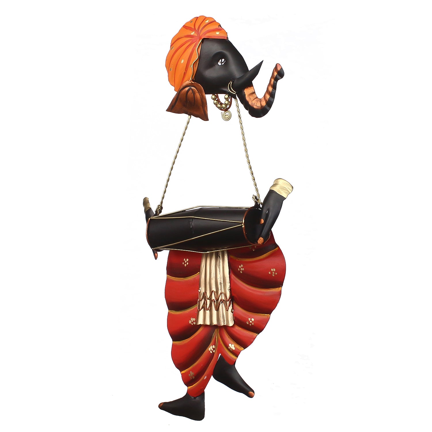 Lord Ganesha playing Dholak Wall Hanging Kafalo