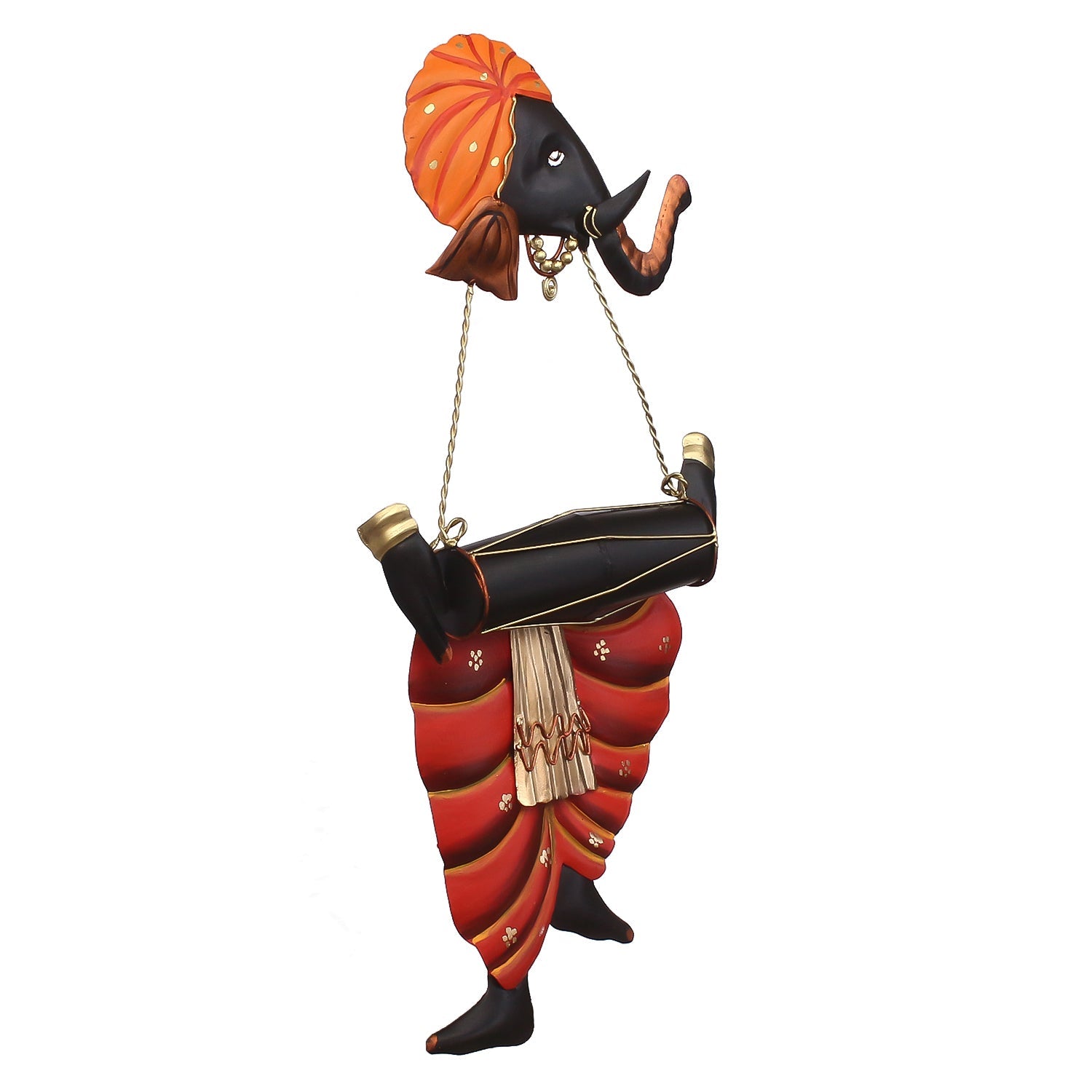 Lord Ganesha playing Dholak Wall Hanging Kafalo