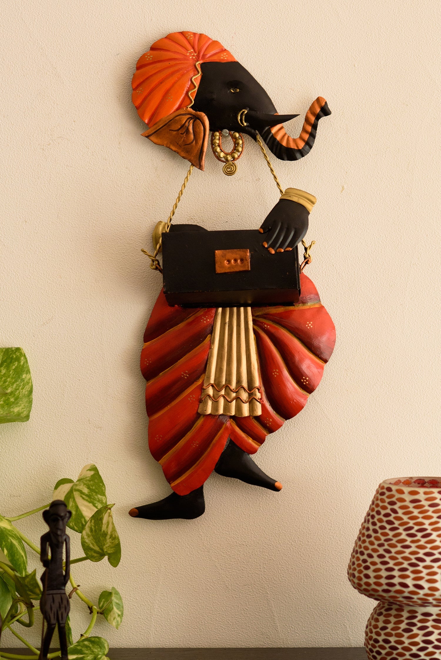 Lord Ganesha Playing Harmonium Wall Hanging Kafalo