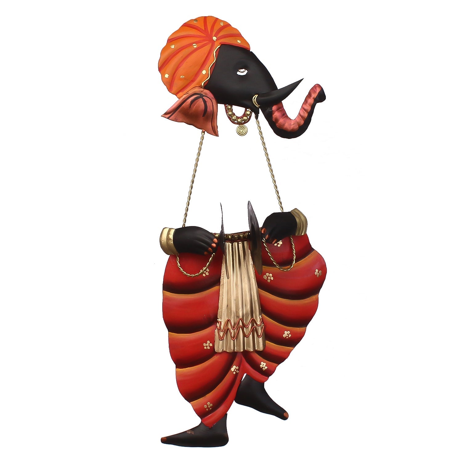 Lord Ganesha Playing Manjeera/Taal Wall Hanging Kafalo