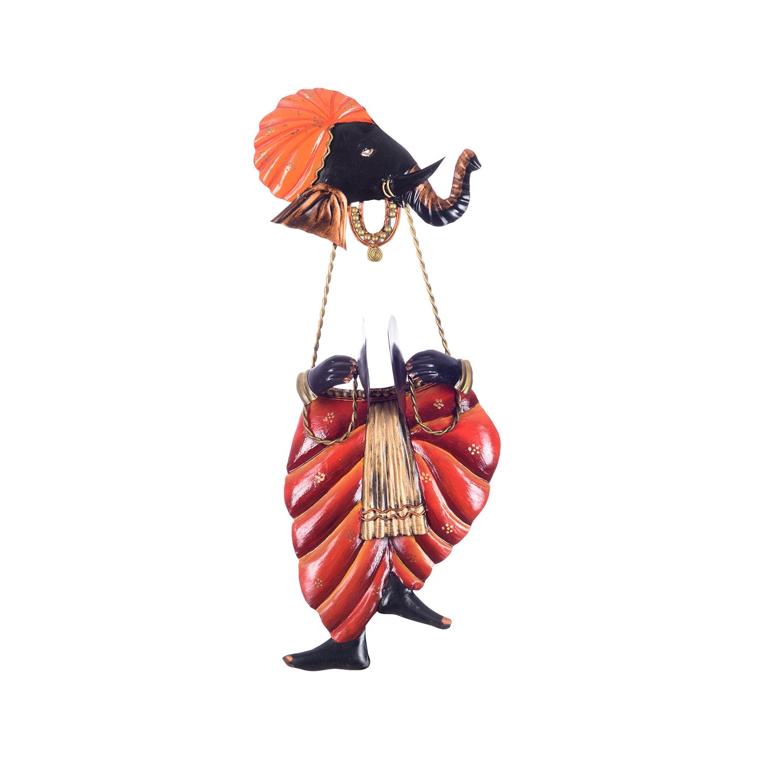 Lord Ganesha Playing Manjeera/Taal Wall Hanging Kafalo