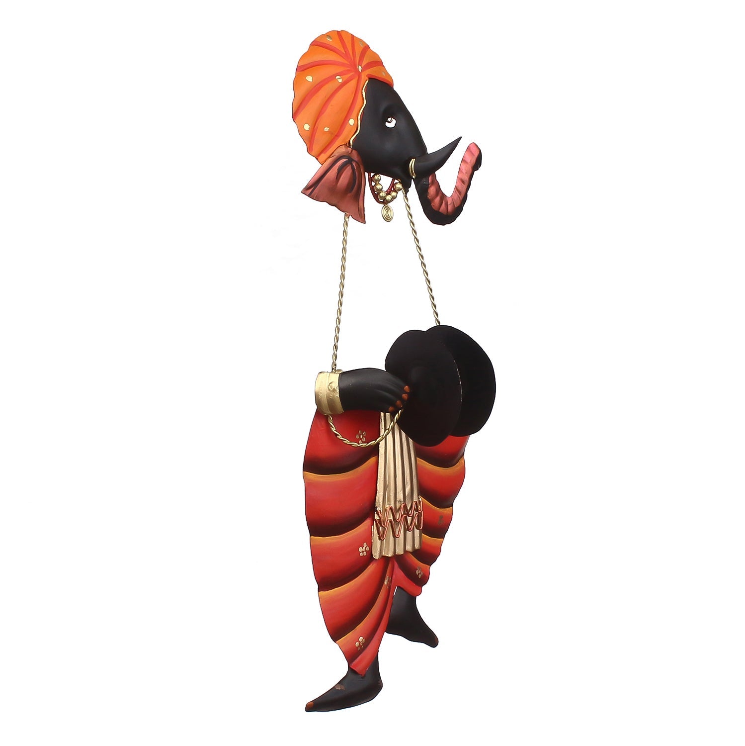 Lord Ganesha Playing Manjeera/Taal Wall Hanging Kafalo