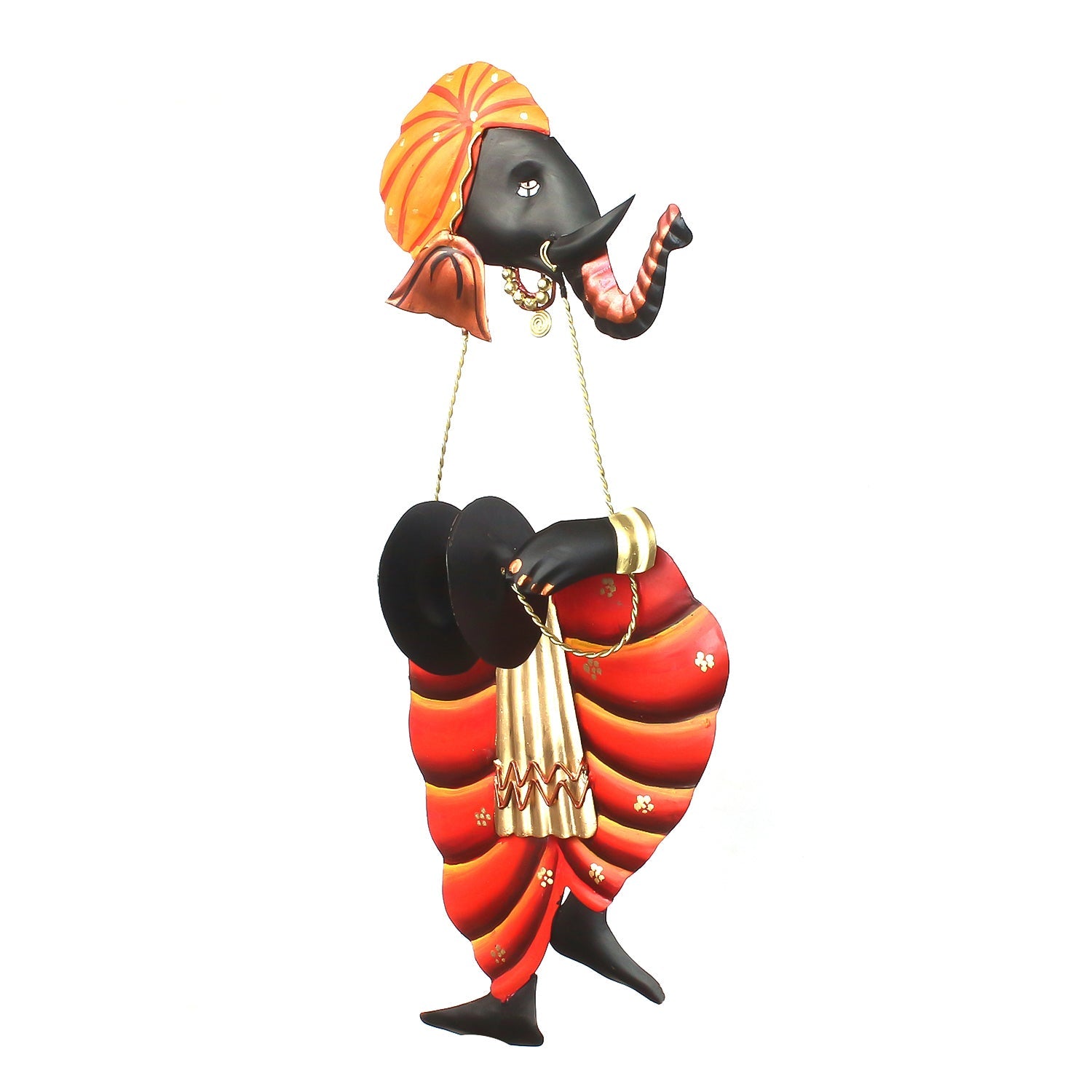 Lord Ganesha Playing Manjeera/Taal Wall Hanging Kafalo