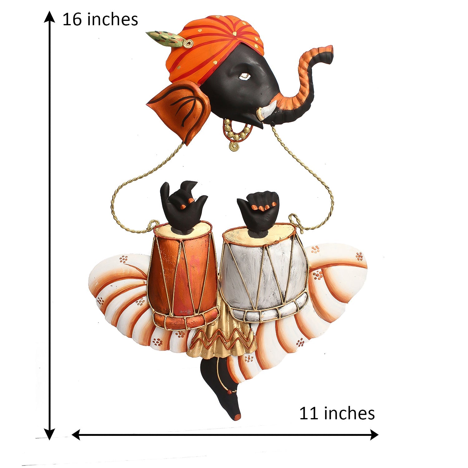 Lord Ganesha Playing Tabla Musical Instument Wall Hanging Kafalo