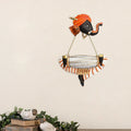 Orange Lord Ganesha Playing Dholak Iron Wall Hanging/Art Kafalo