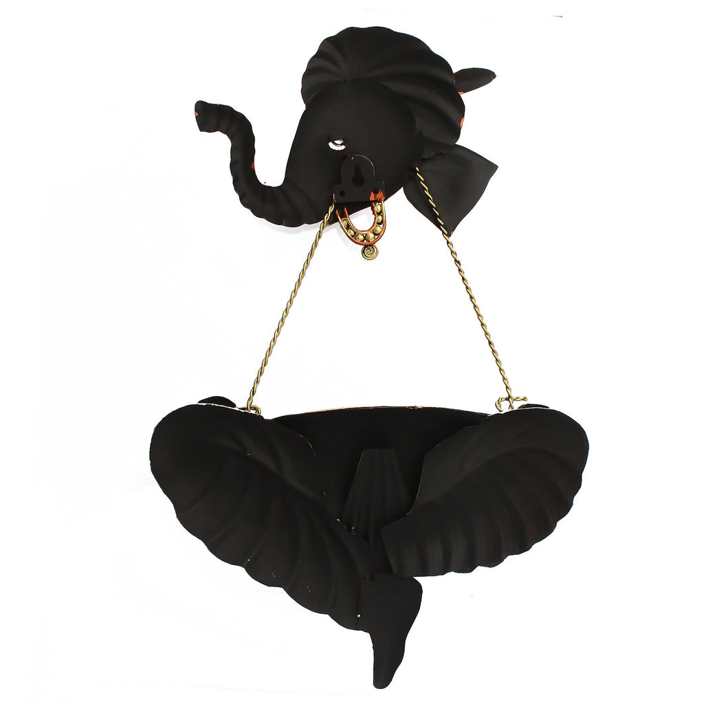 Orange Lord Ganesha Playing Dholak Iron Wall Hanging/Art Kafalo