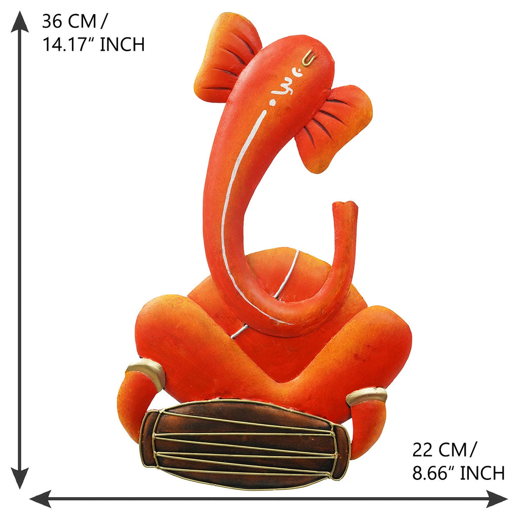 Musician Lord Ganesha playing Veena Handcrafted Iron Wall Hanging Kafalo