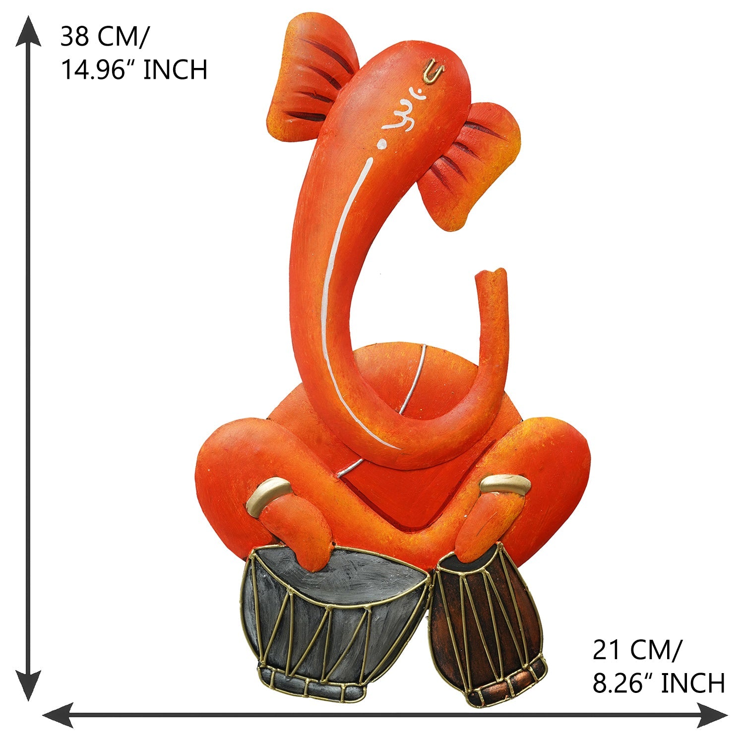 Musician Lord Ganesha playing Dholak Handcrafted Iron Wall Hanging Kafalo