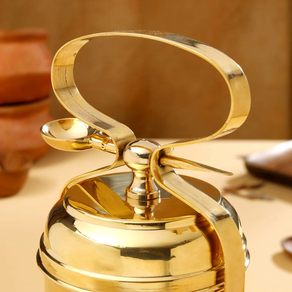 Brass 2-Tier Lunch Box/Tiffin Box (11 Inch) Vedansh Craft
