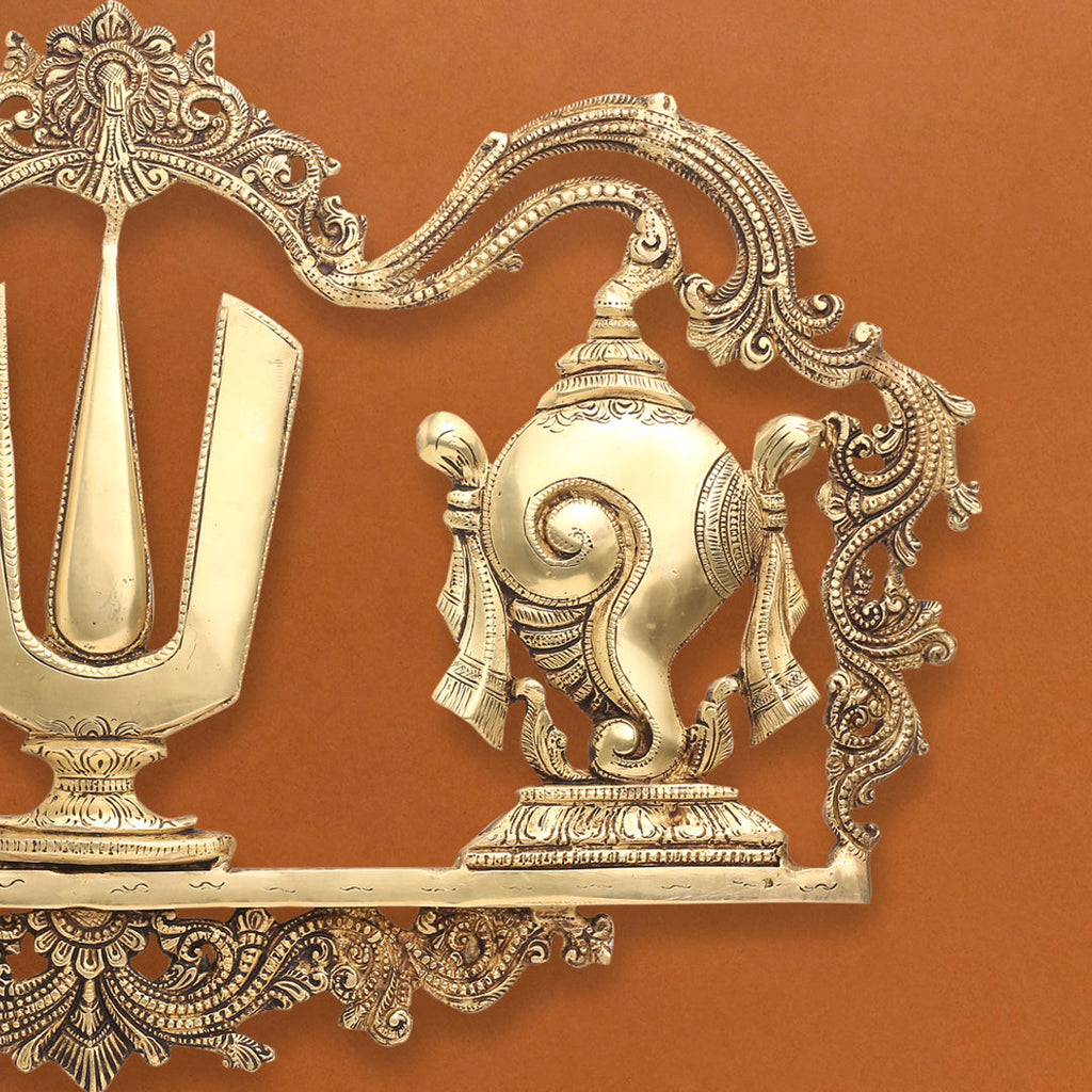 Brass Shankh Chakra Namah Wall Hanging (13.5 Inch) Vedansh Craft