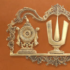 Brass Shankh Chakra Namah Wall Hanging (13.5 Inch) Vedansh Craft