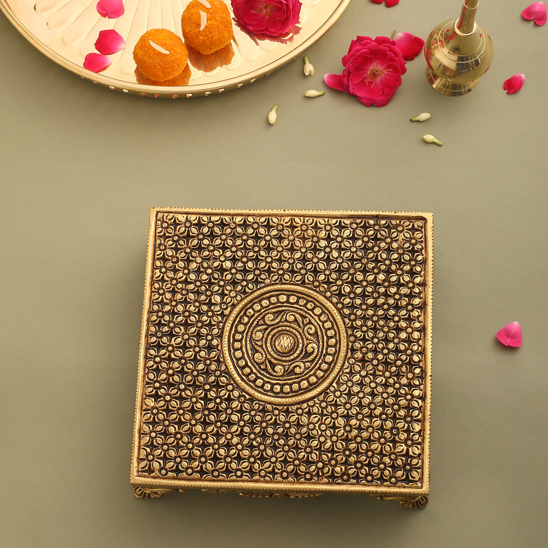 Brass Superfine Traditional Pooja Chowki (2.3 Inch) Vedansh Craft