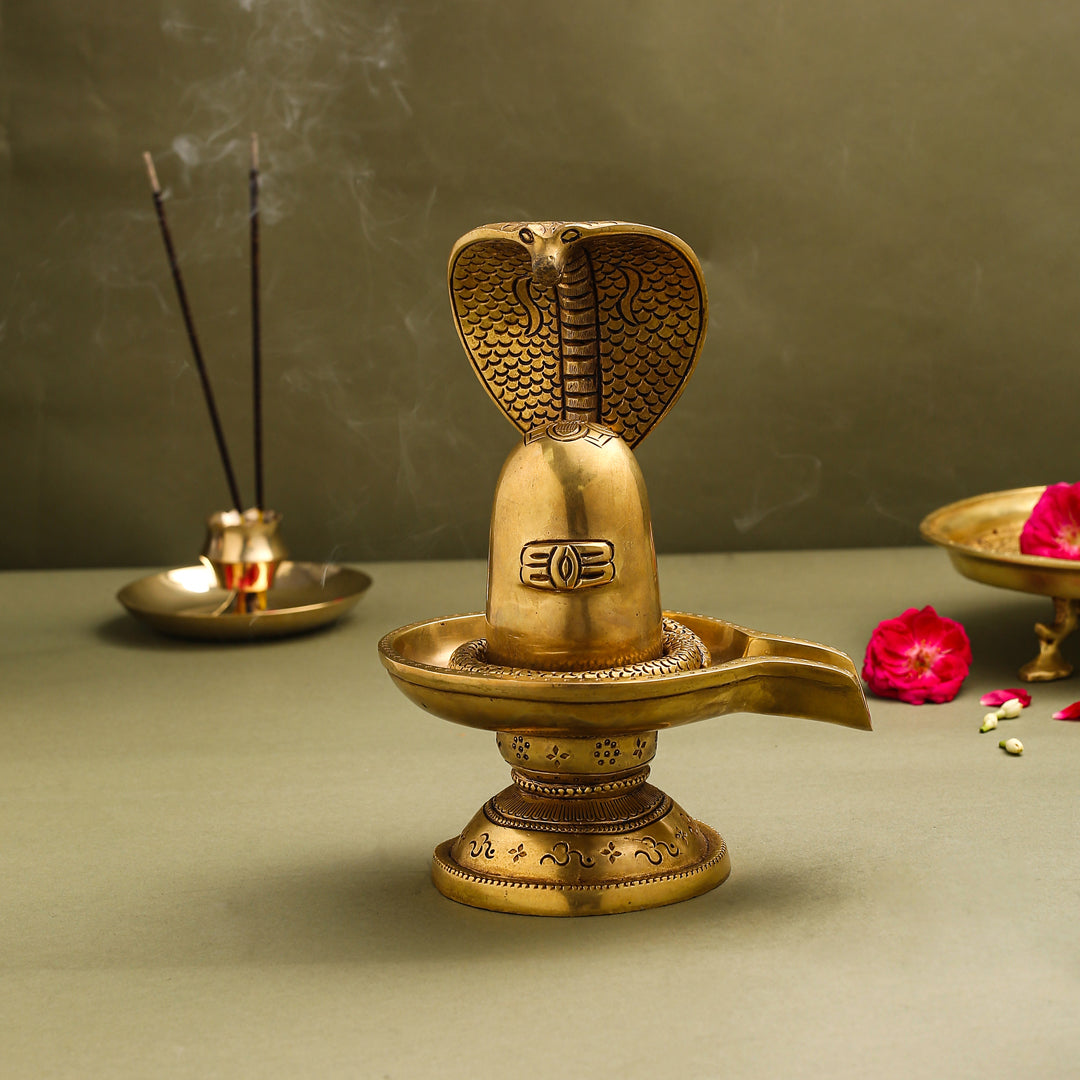 Brass Superfine Shivling/Shivlingam Idol (9 Inch) Vedansh Craft