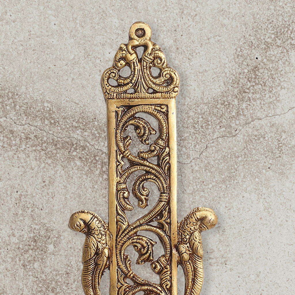 Brass Peacock Hanging Diya With Bell (13 Inch) Vedansh Craft
