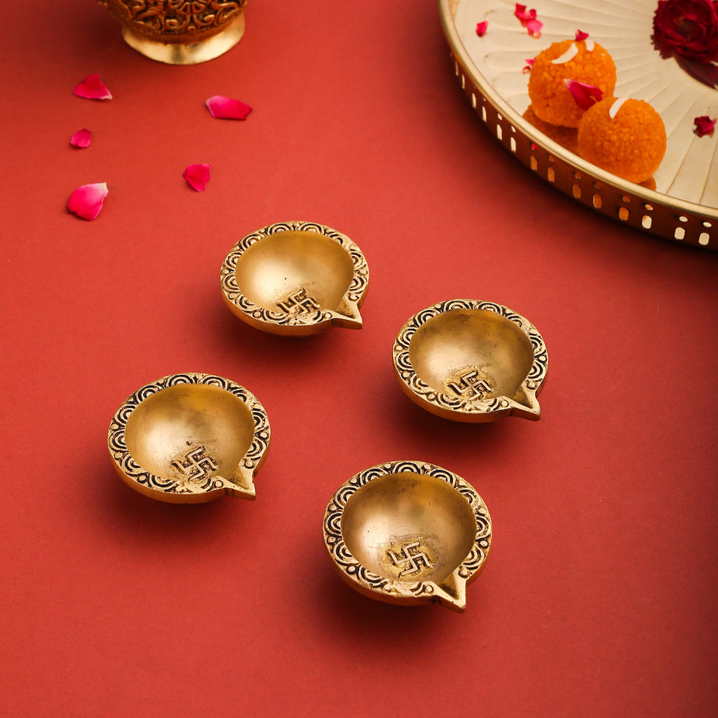 Brass Oil Diya Set Of Four Vedansh Craft