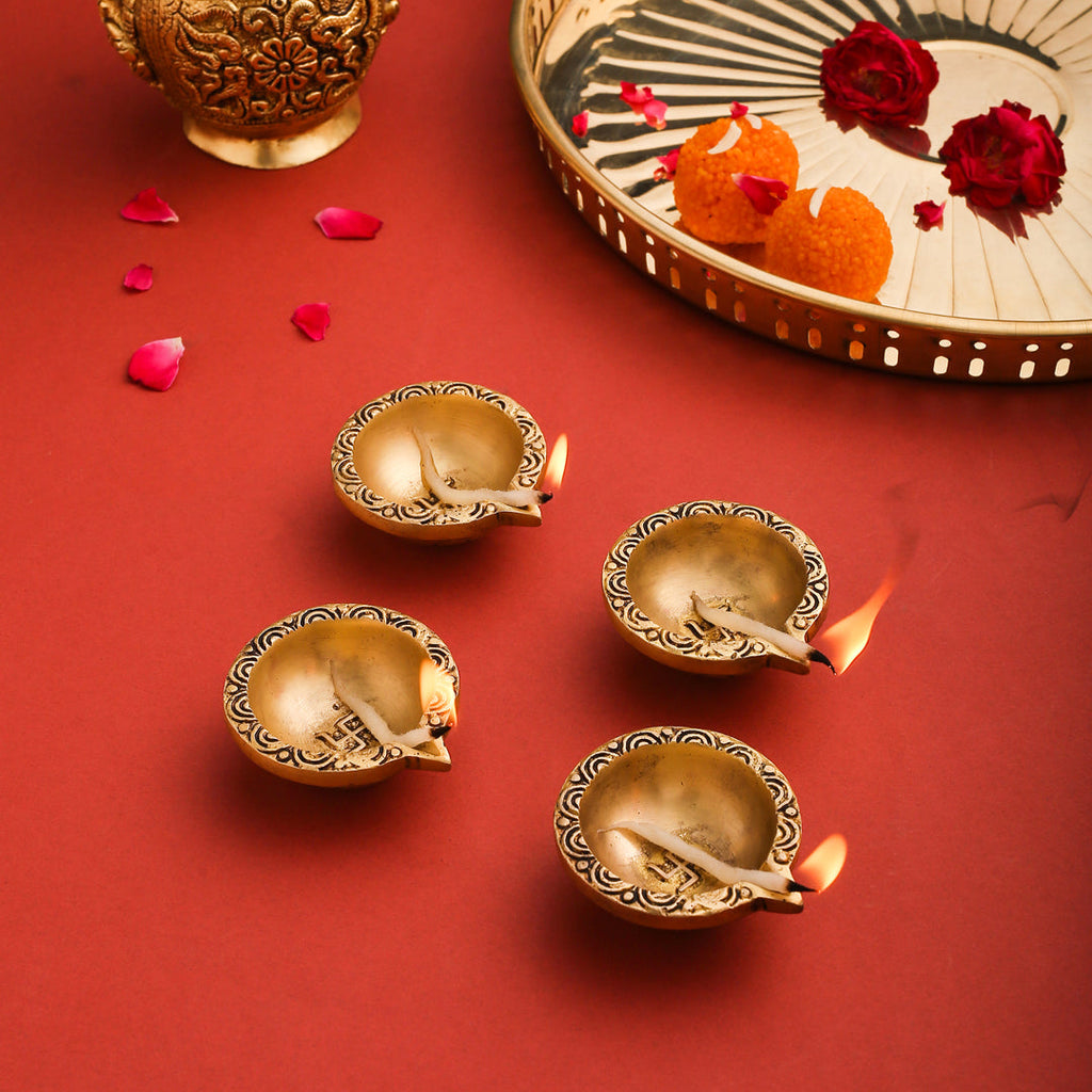 Brass Oil Diya Set Of Four Vedansh Craft