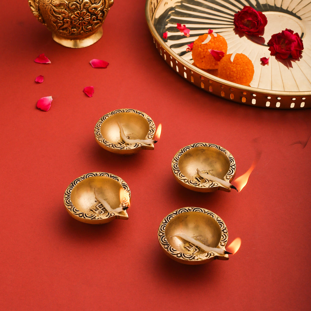 Brass Oil Diya Set Of Four Vedansh Craft