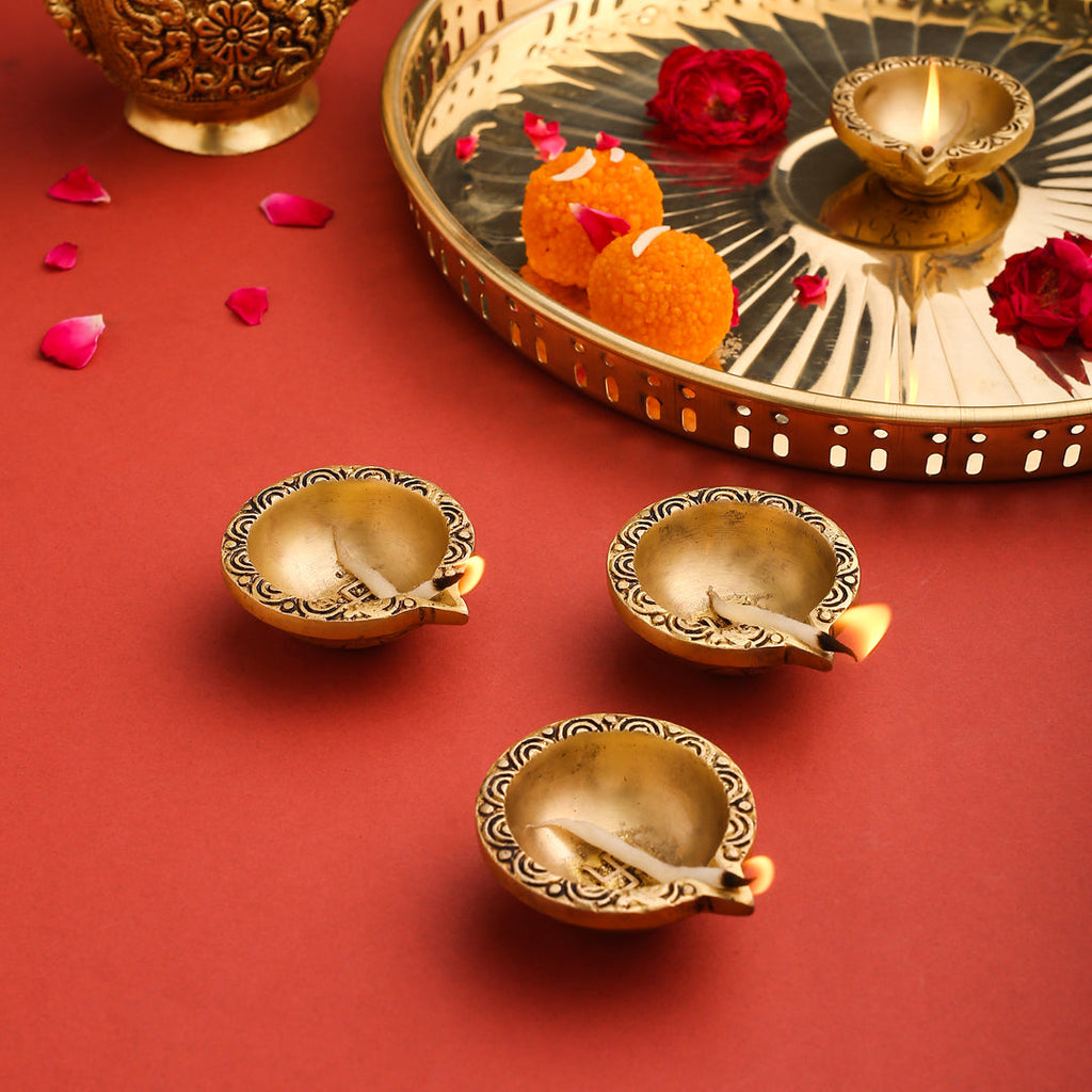 Brass Oil Diya Set Of Four Vedansh Craft