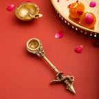 Brass Superfine Peacock Pooja Spoon (6.8 Inch) Vedansh Craft