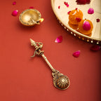 Brass Superfine Peacock Pooja Spoon (6.8 Inch) Vedansh Craft