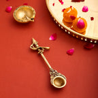 Brass Superfine Peacock Pooja Spoon (6.8 Inch) Vedansh Craft