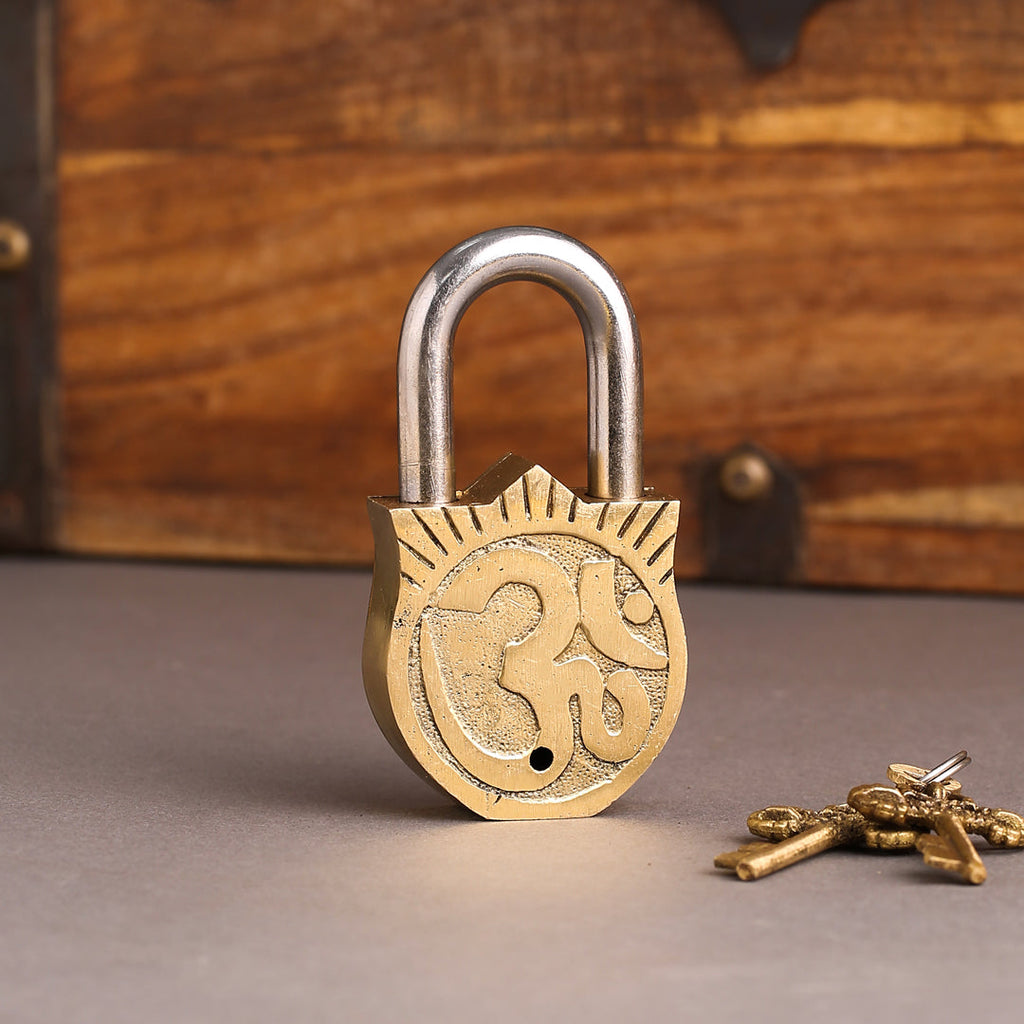 Brass Sai Baba Door Lock With Two Keys Vedansh Craft