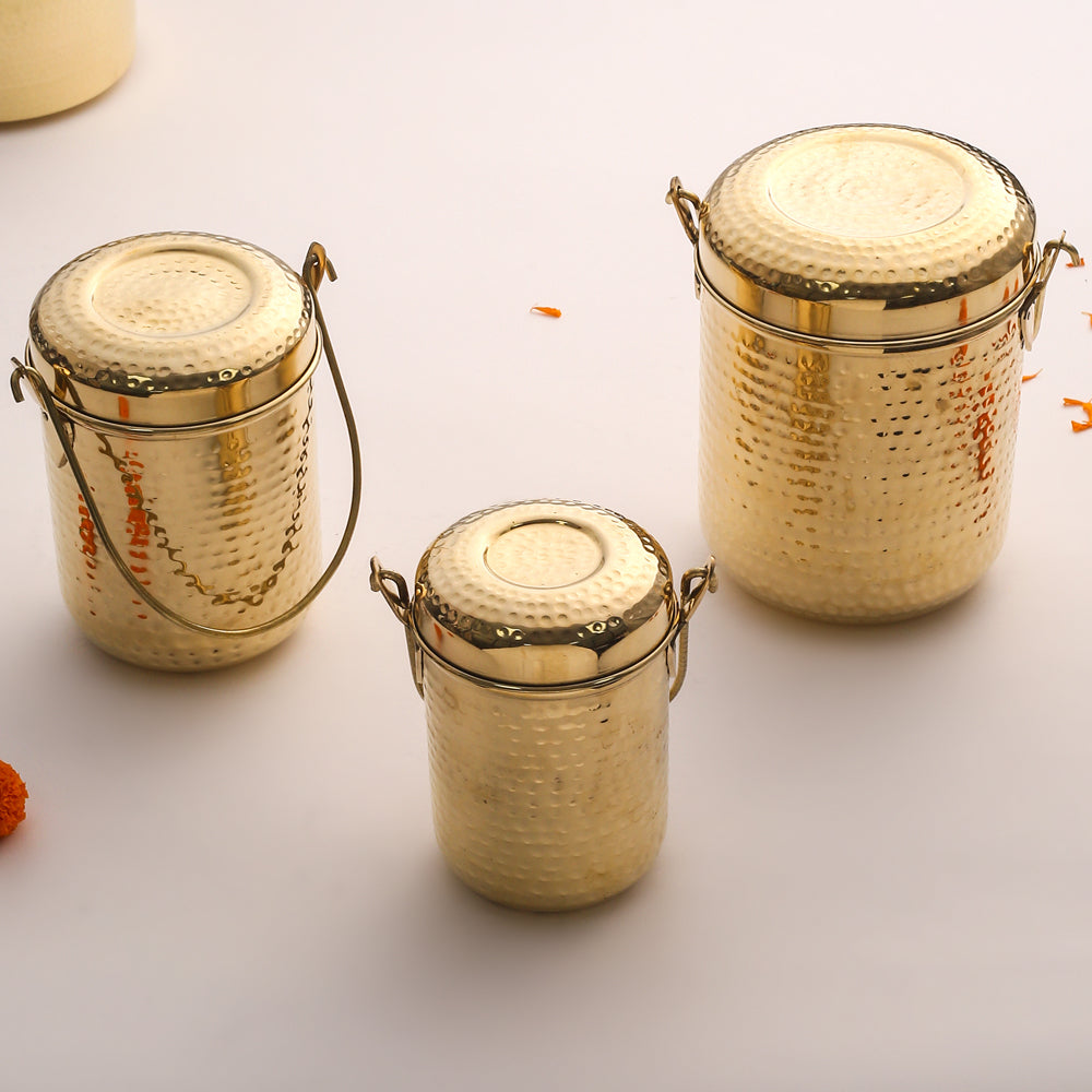 Brass Milk Pot With Lid (8 Inch) Vedansh Craft