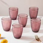 Rose Crystal Tumbler Glass Mauve Set Of 6 250 ml Nestasia