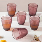 Rose Crystal Tumbler Glass Mauve Set Of 6 250 ml Nestasia