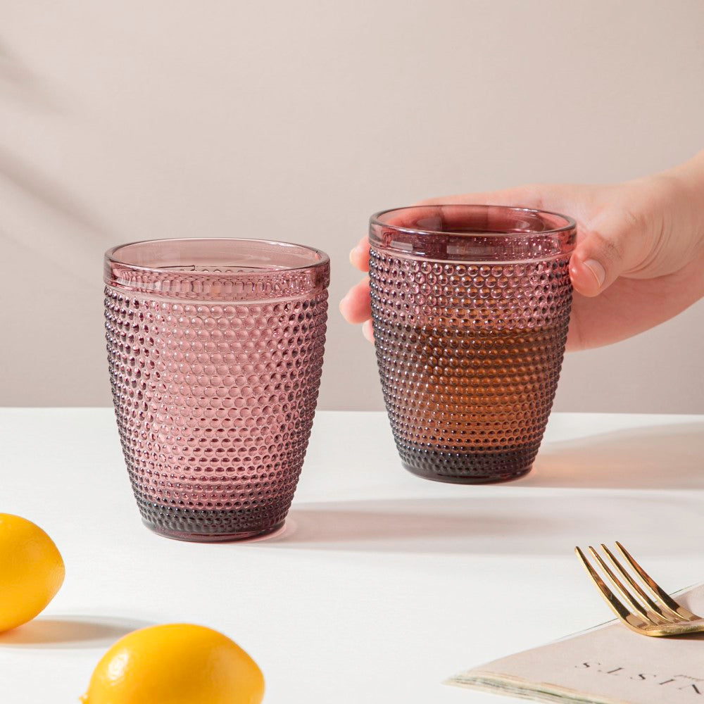 Rose Crystal Tumbler Glass Mauve Set Of 6 250 ml Nestasia