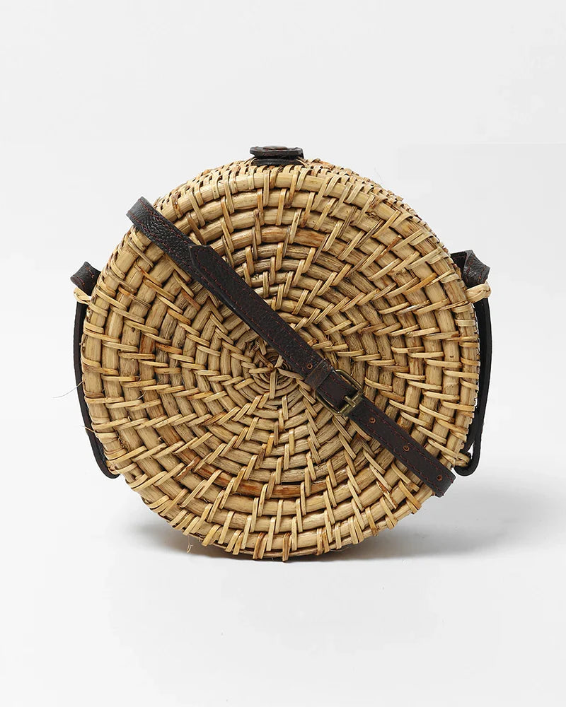 Eco-Friendly Round Sling Bag for Summer Trips, Brunch, and Day Out