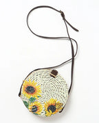 Natural Round Rattan Sling Bag for Beach, Travel, and Everyday Use