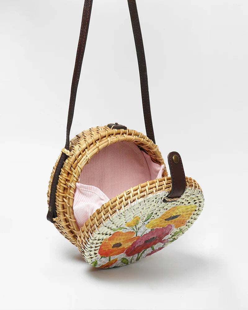 Stylish Bali Rattan Round Sling Bag for Casual, Festival, and Vacation Looks