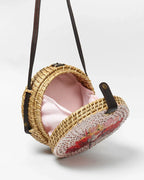 Handmade Round Rattan Bali Sling Bag for Bohemian Fashion and Street Style
