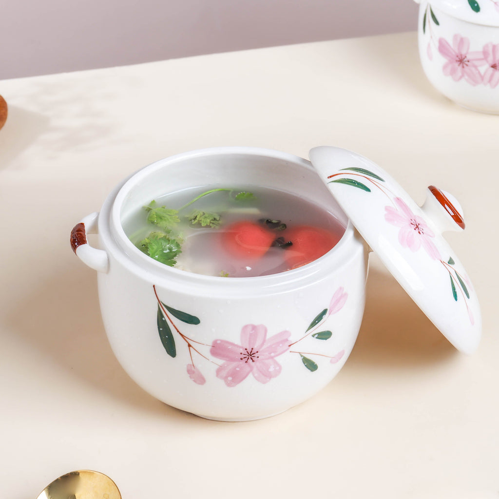 Sakura White Casserole Pot Medium Nestasia