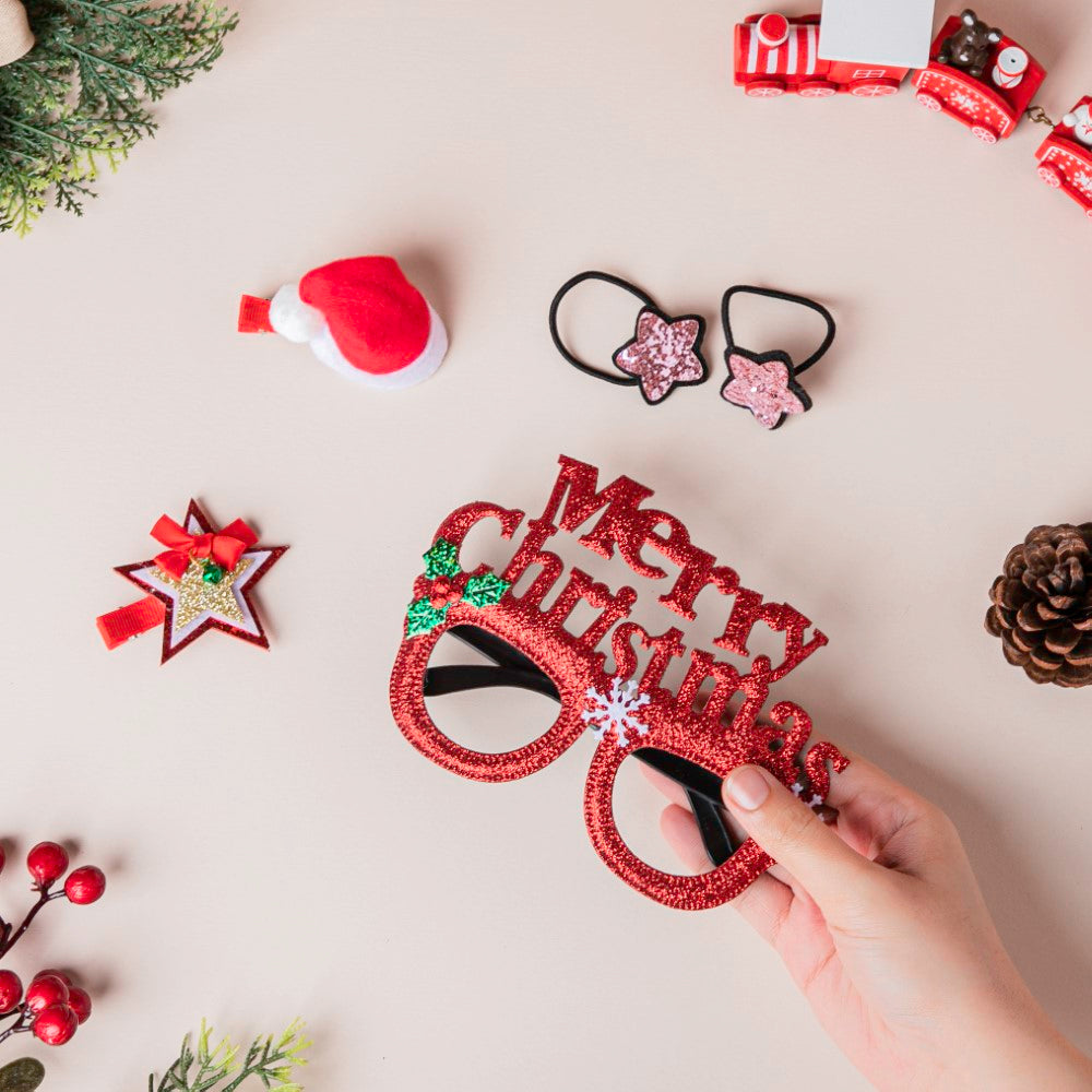 Merry Christmas Eye Frame and Hair Accessories Set of 5 Nestasia